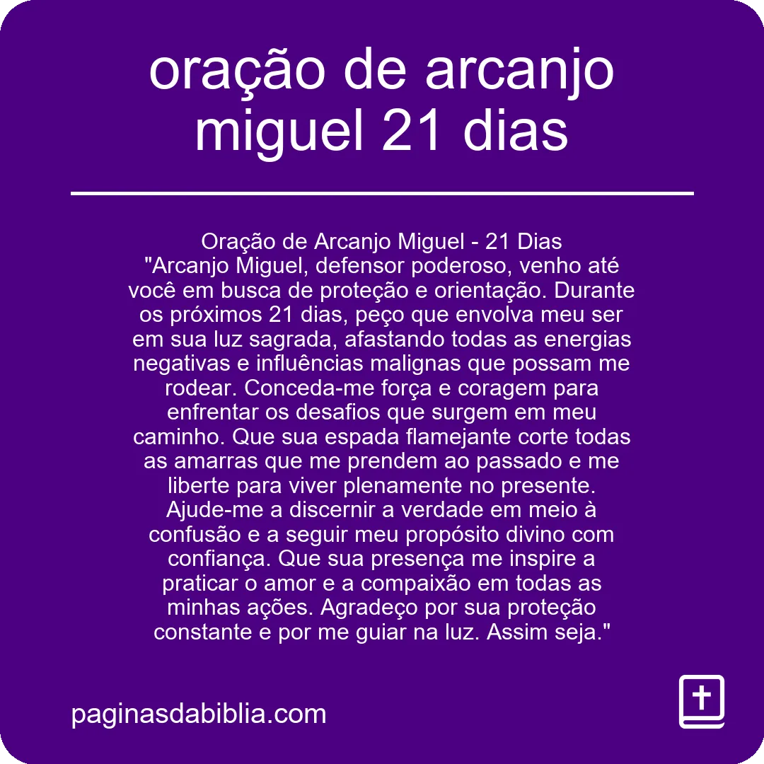 oração de arcanjo miguel 21 dias