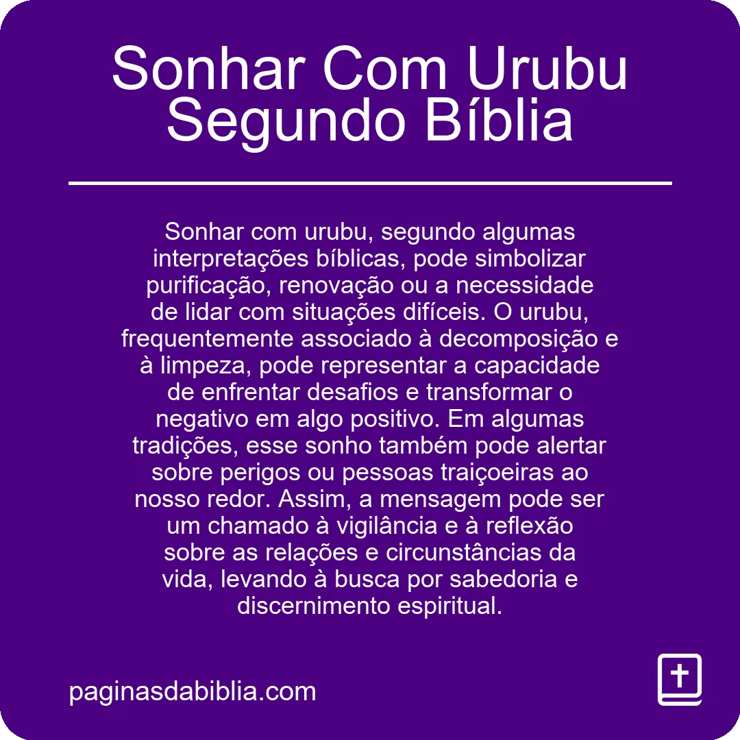 Sonhar Com Urubu Segundo Bíblia