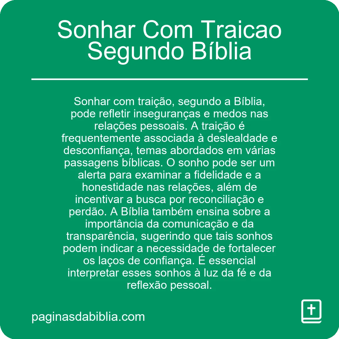 Sonhar Com Traicao Segundo Bíblia