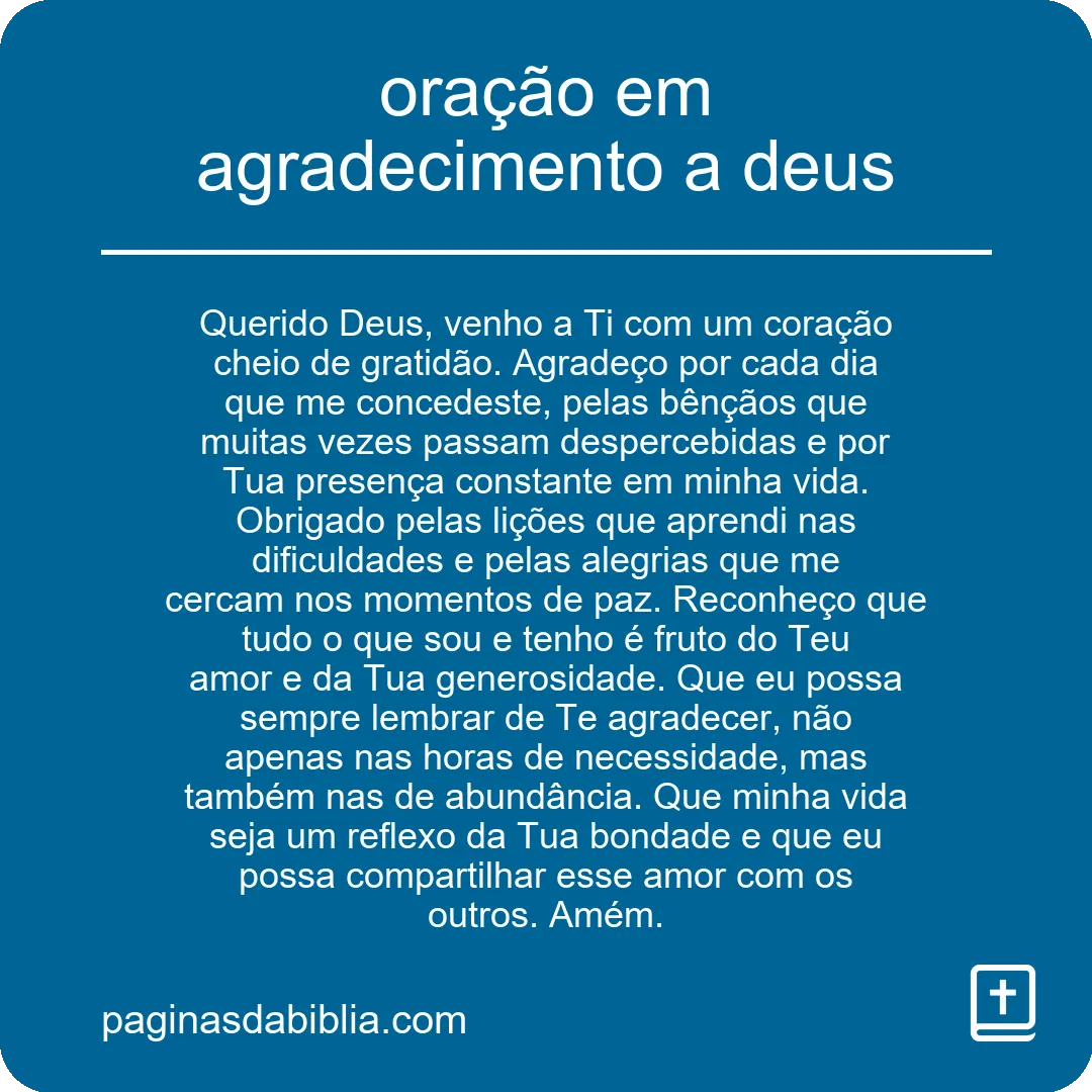 oração em agradecimento a deus