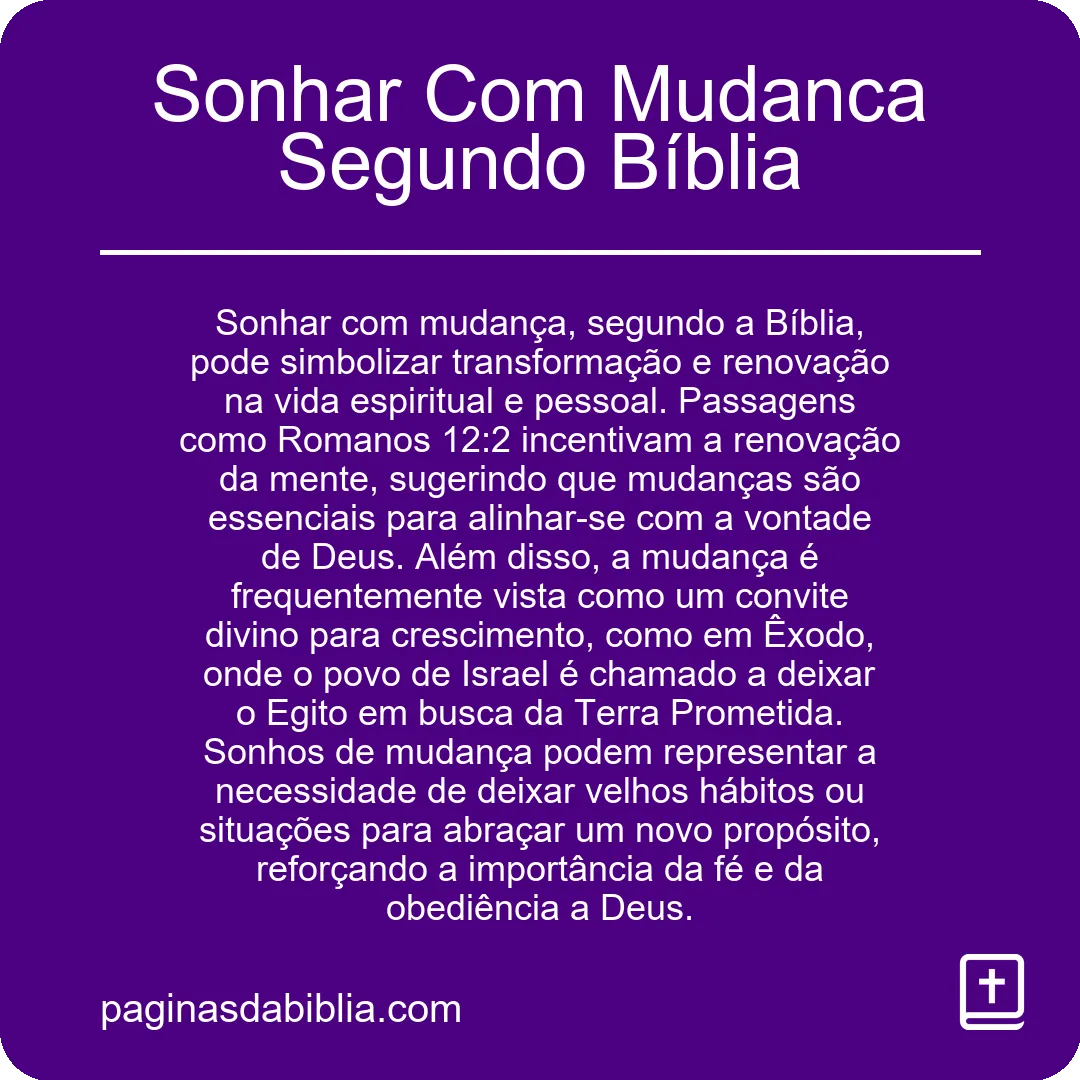 Sonhar Com Mudanca Segundo Bíblia