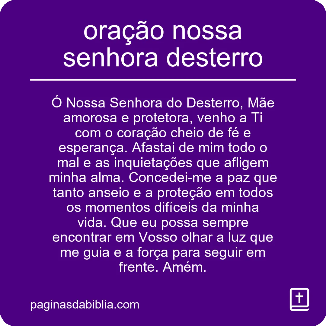 oração nossa senhora desterro