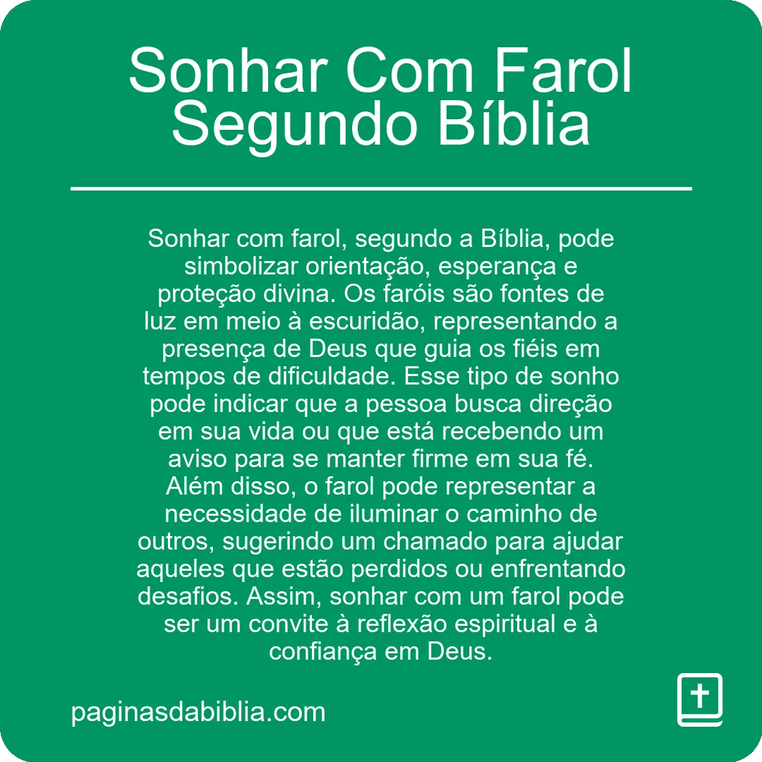 Sonhar Com Farol Segundo Bíblia