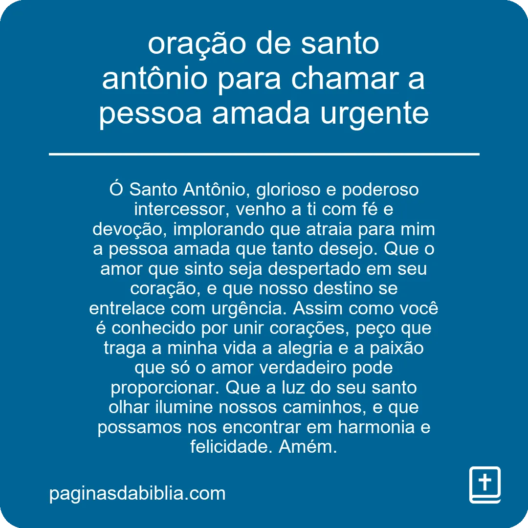 oração de santo antônio para chamar a pessoa amada urgente