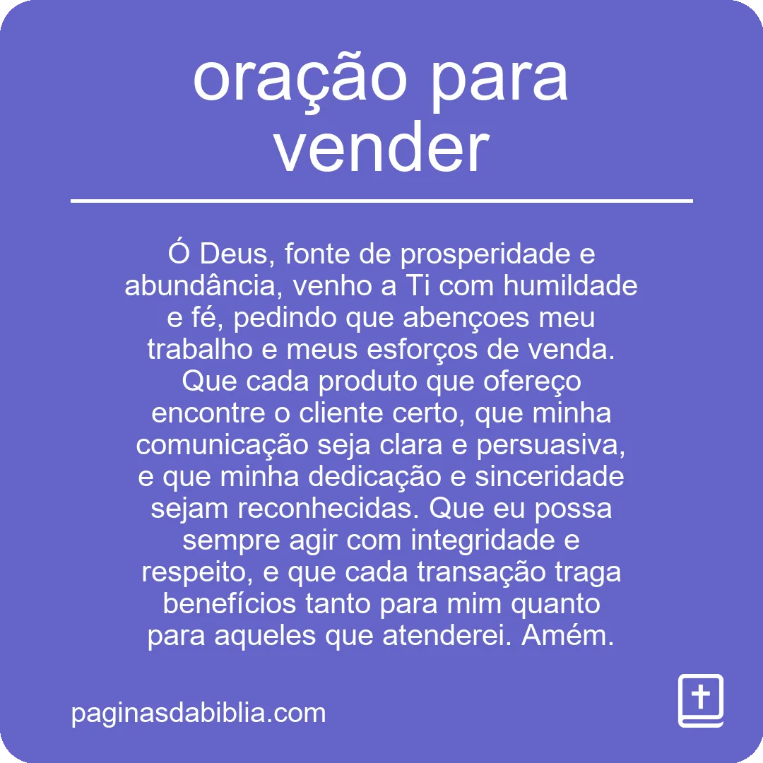 oração para vender