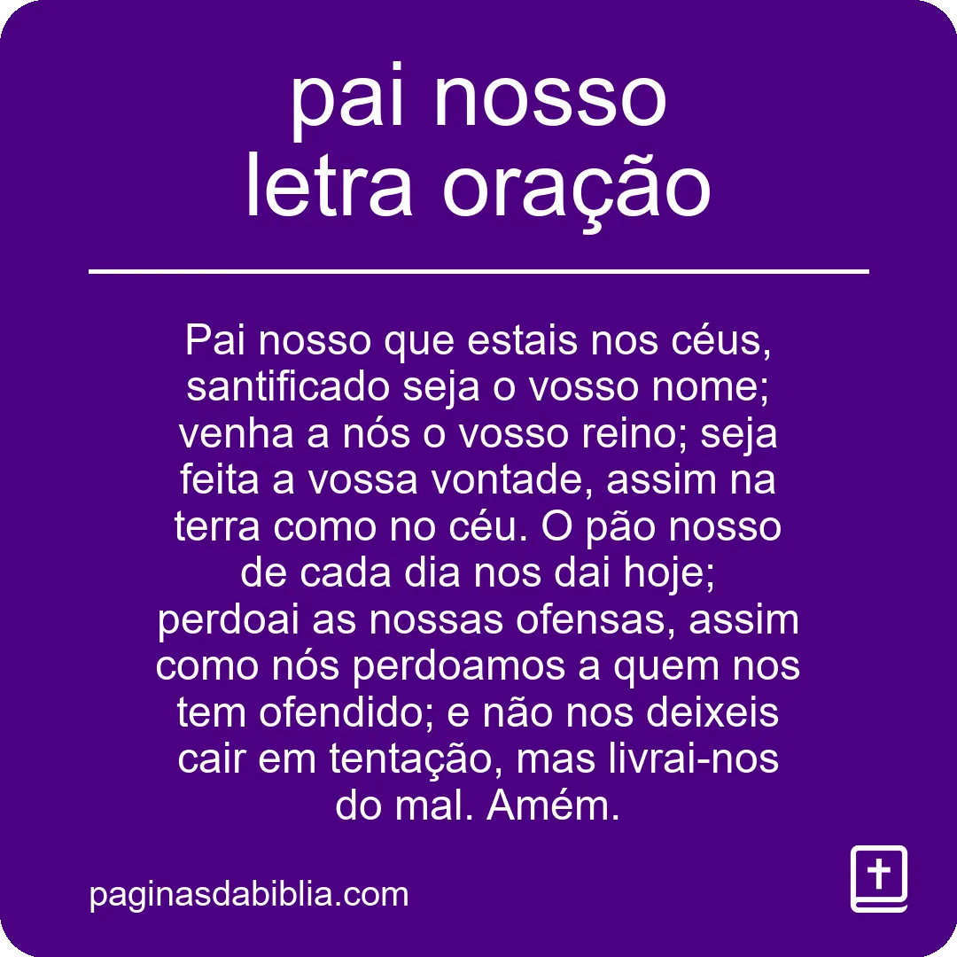 pai nosso letra oração