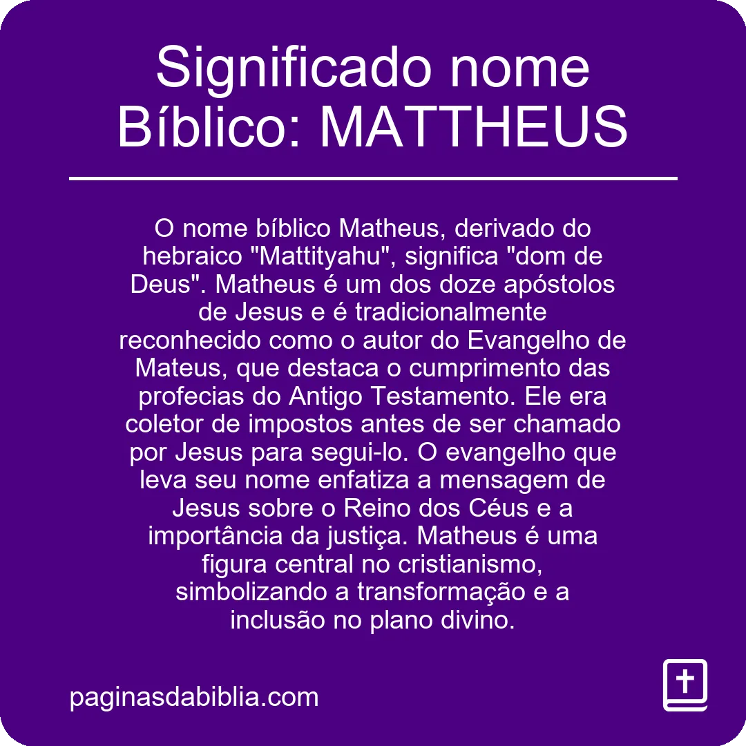 Significado nome Bíblico: MATTHEUS