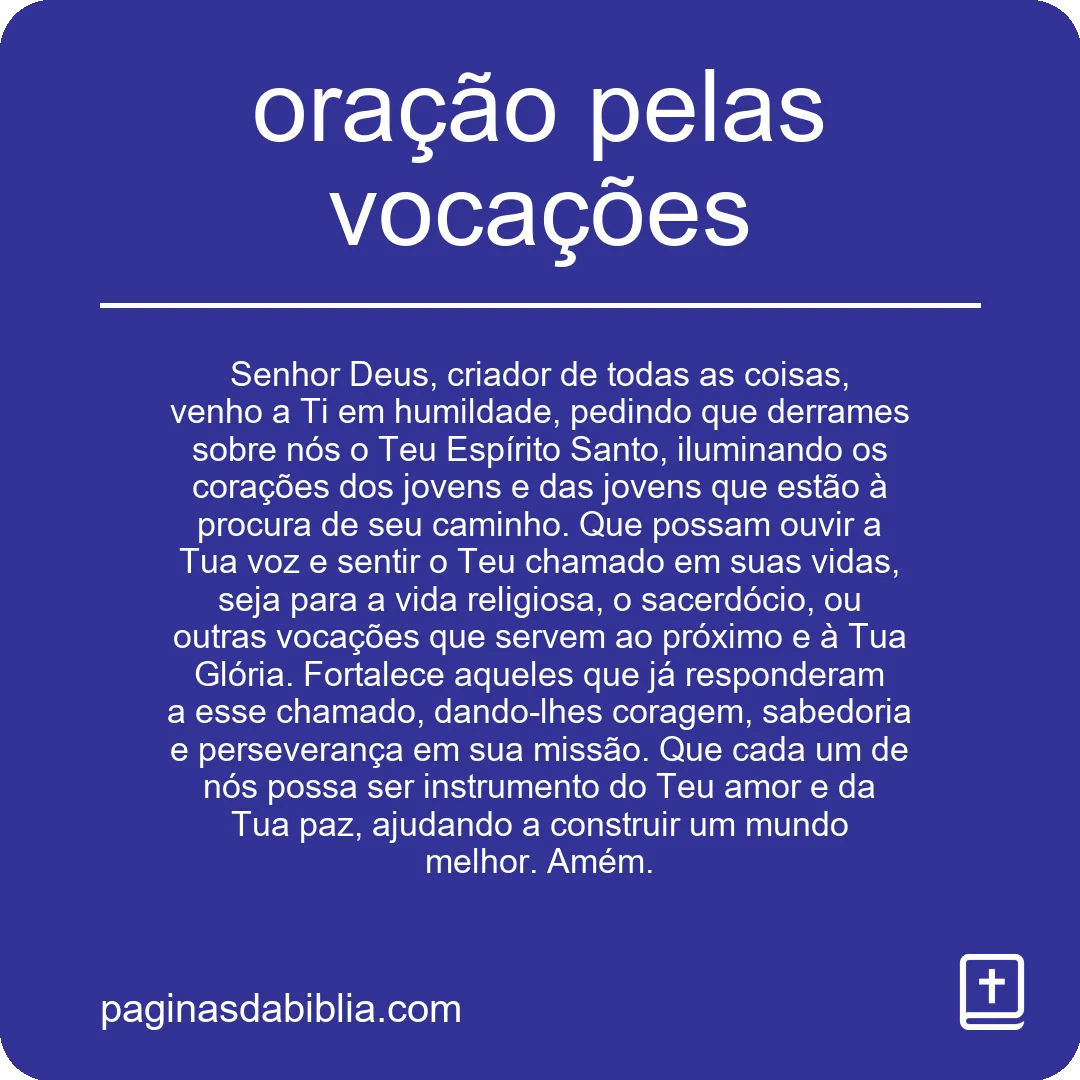 oração pelas vocações