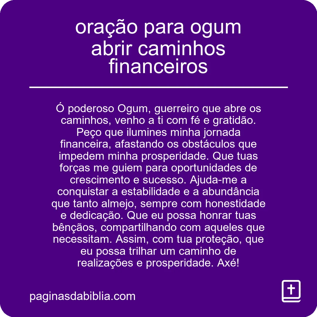 oração para ogum abrir caminhos financeiros