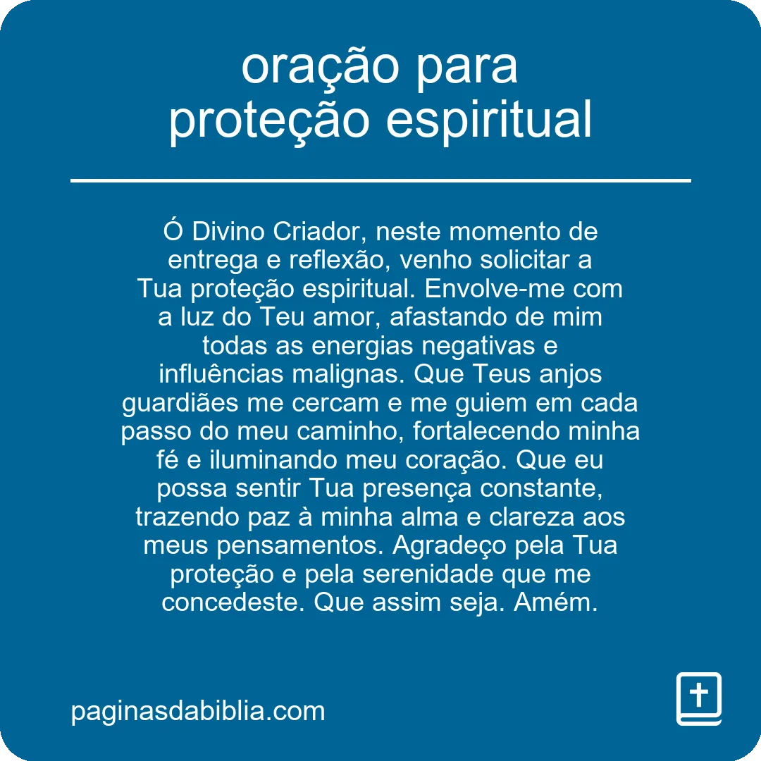 oração para proteção espiritual