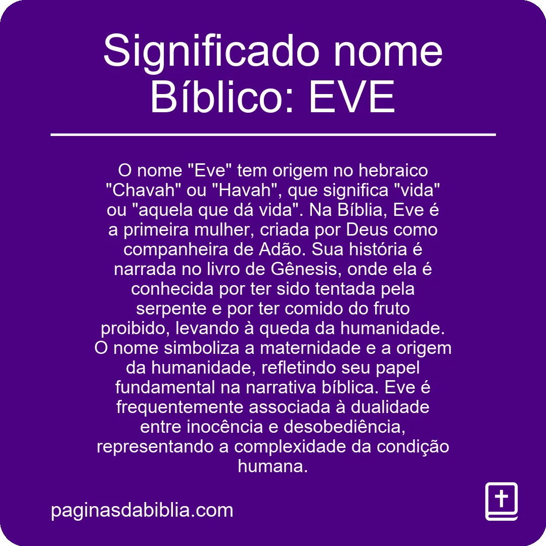 Significado nome Bíblico: EVE