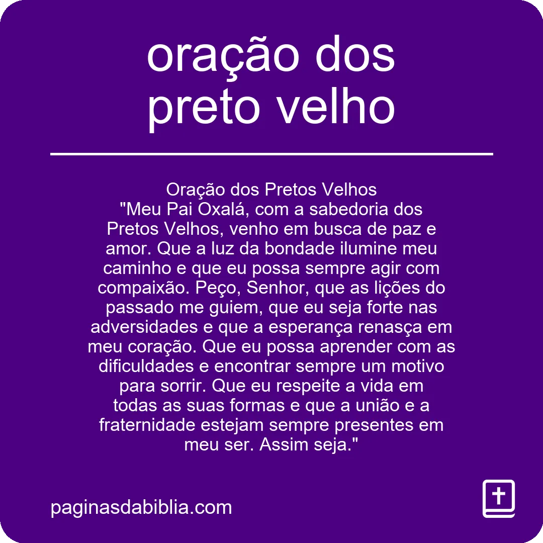 oração dos preto velho