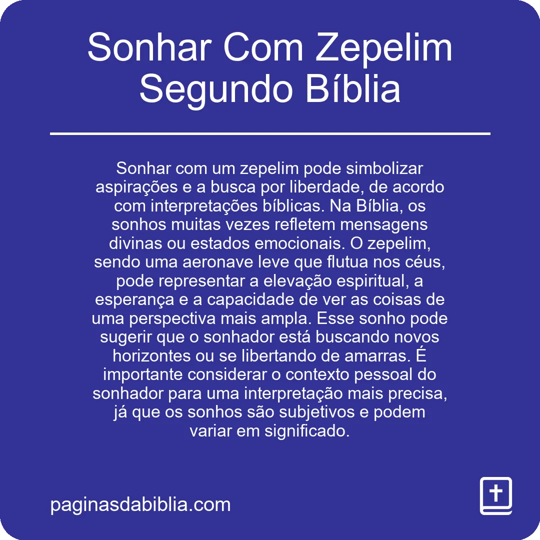 Sonhar Com Zepelim Segundo Bíblia