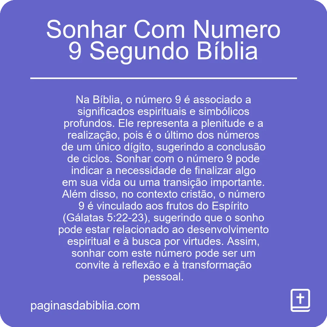 Sonhar Com Numero 9 Segundo Bíblia