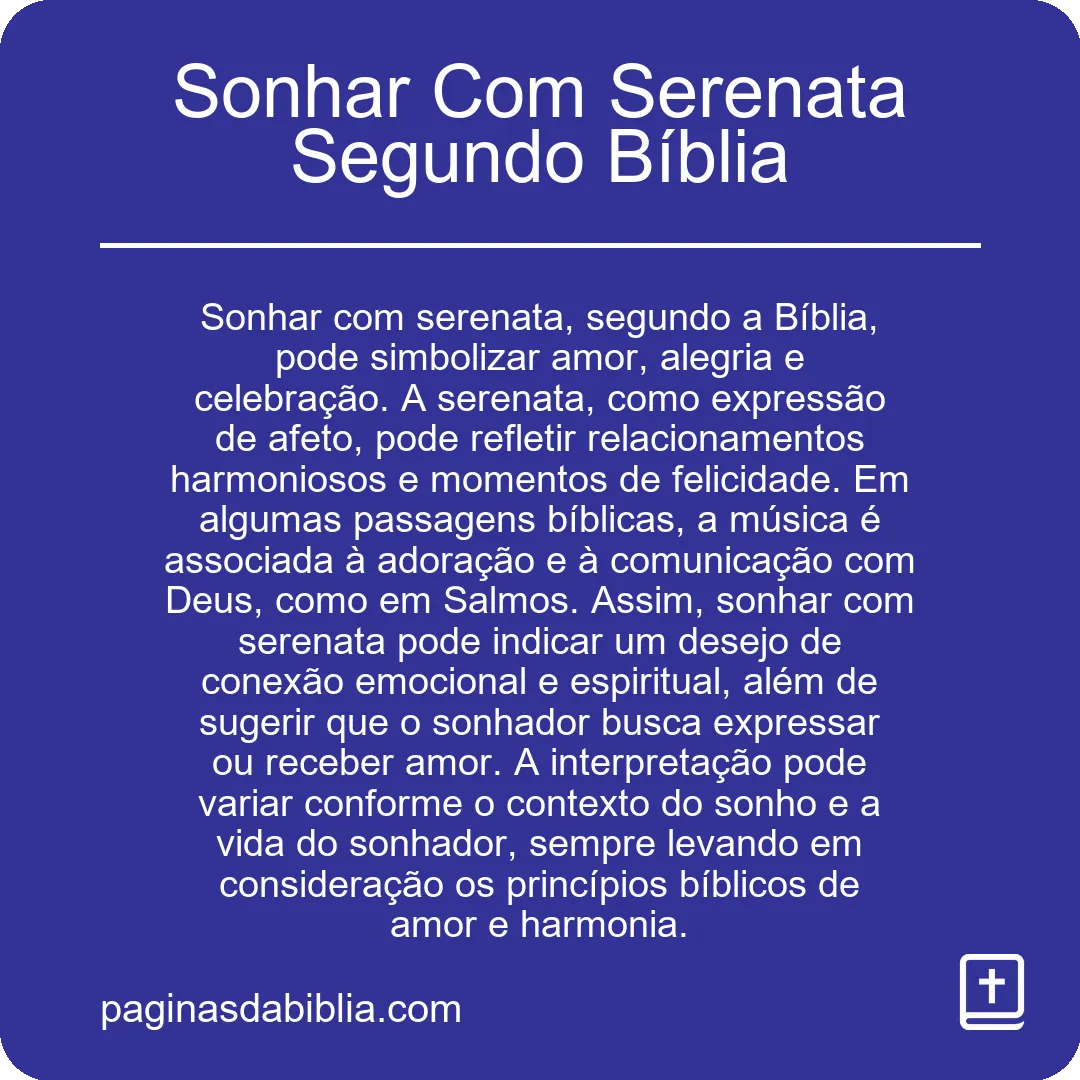 Sonhar Com Serenata Segundo Bíblia