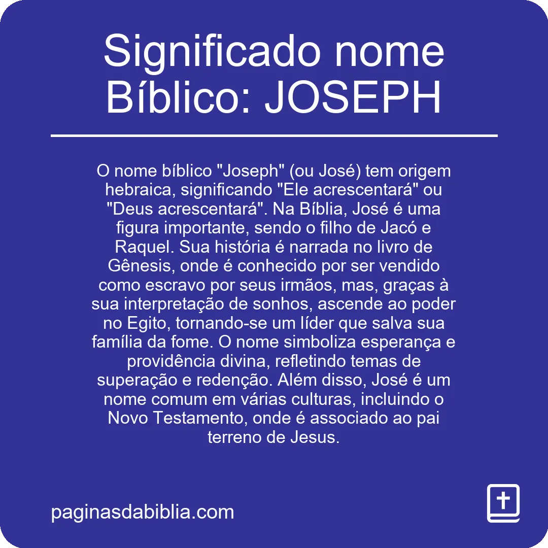 Significado nome Bíblico: JOSEPH