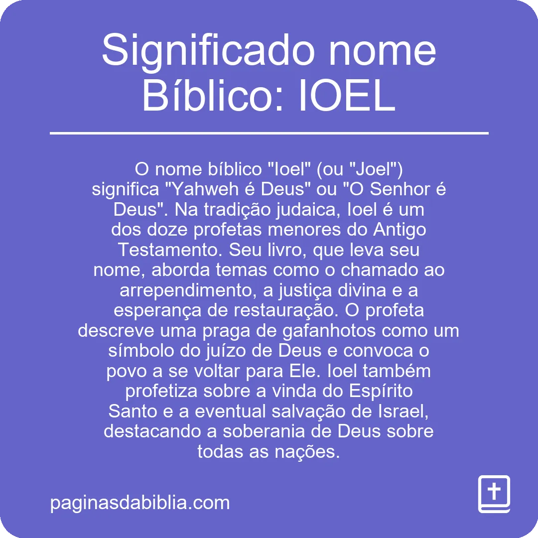 Significado nome Bíblico: IOEL