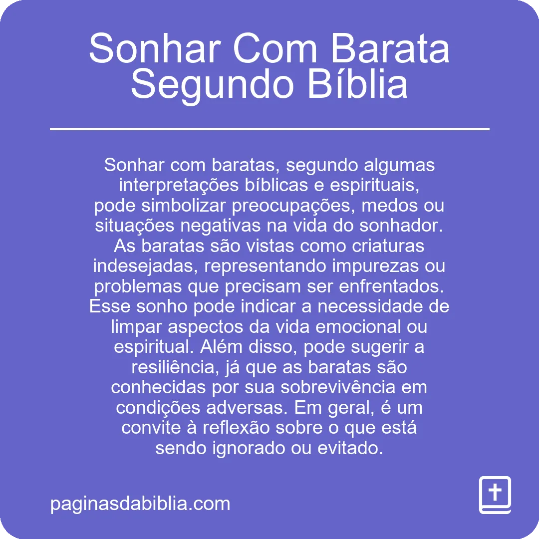 Sonhar Com Barata Segundo Bíblia