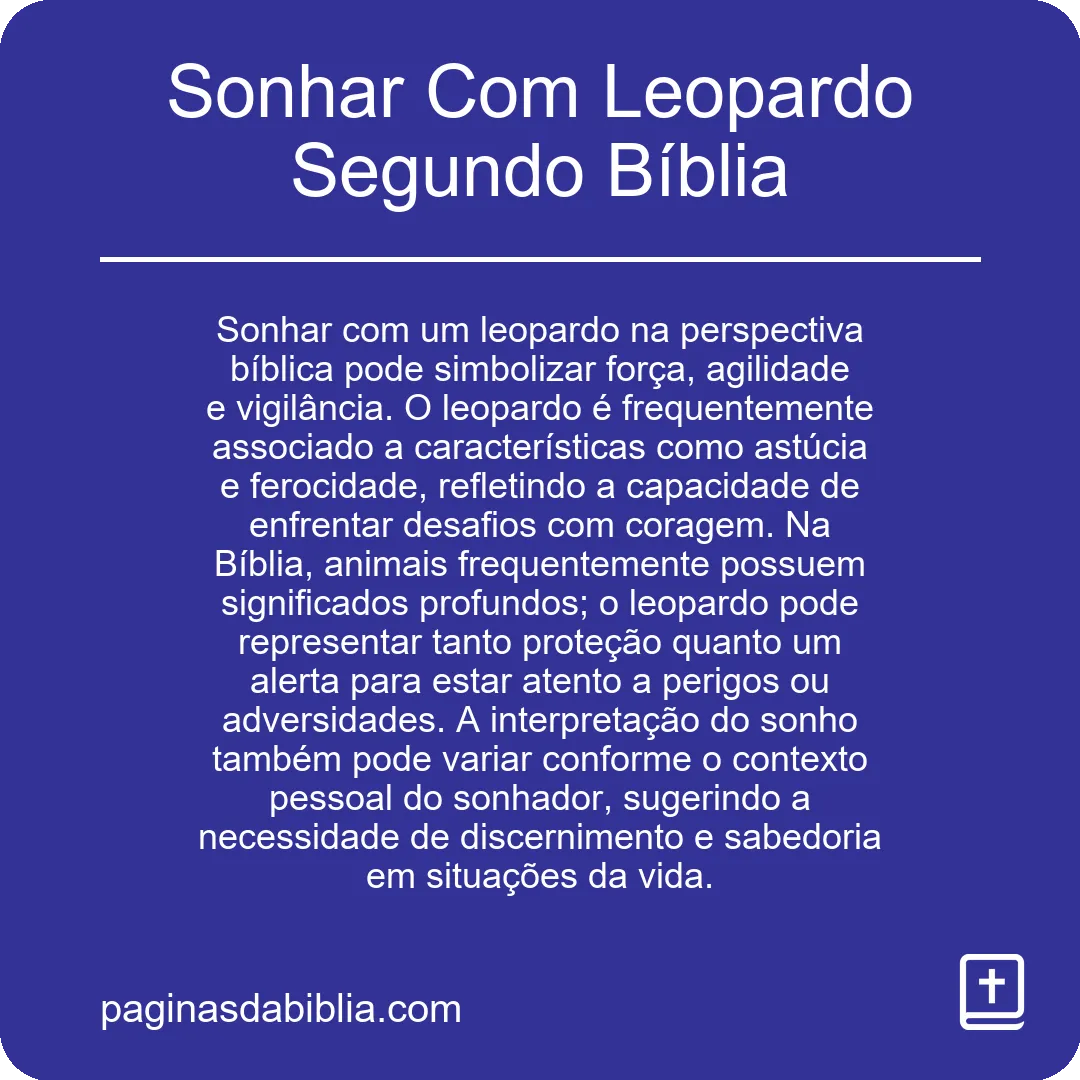 Sonhar Com Leopardo Segundo Bíblia