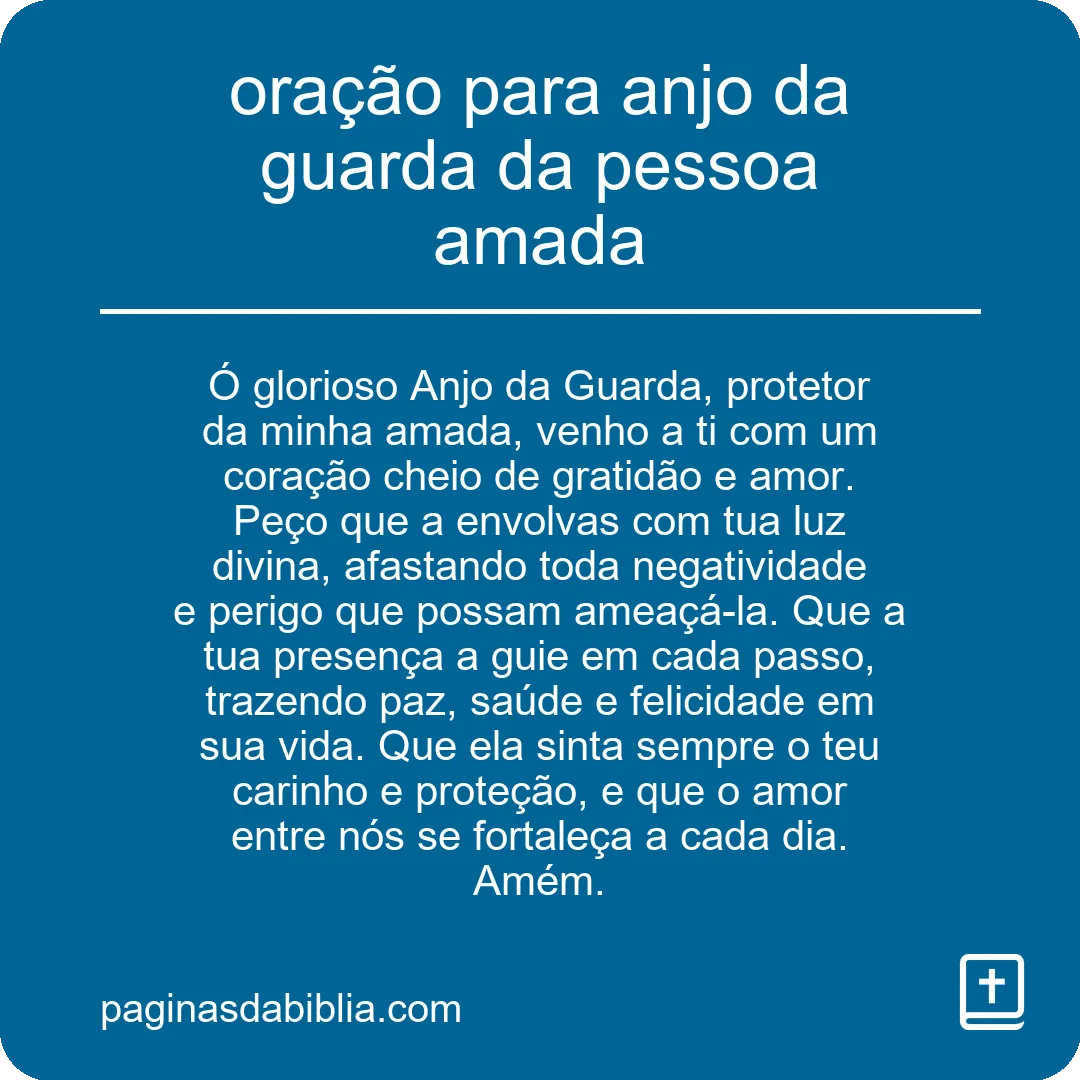 oração para anjo da guarda da pessoa amada