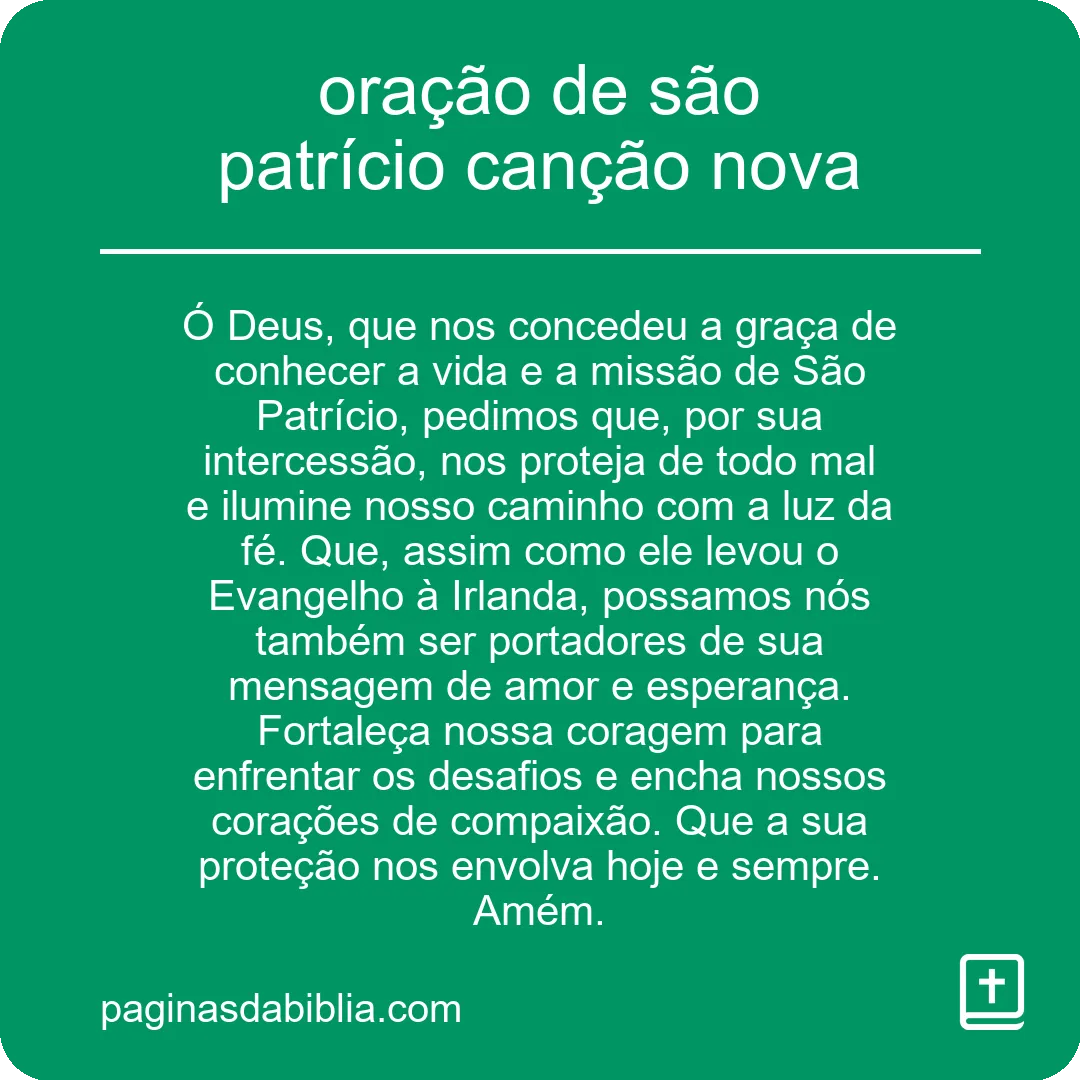 oração de são patrício canção nova