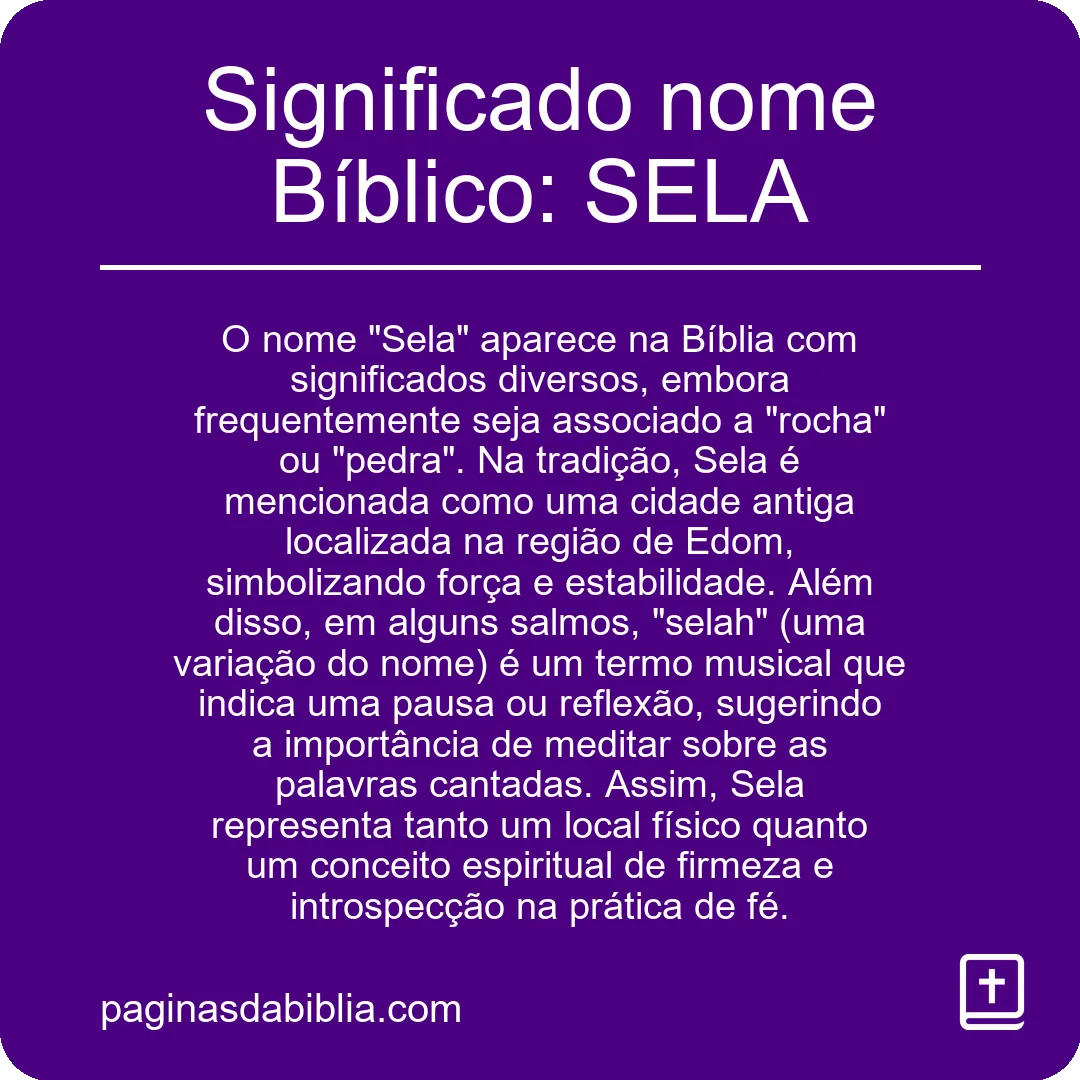 Significado nome Bíblico: SELA