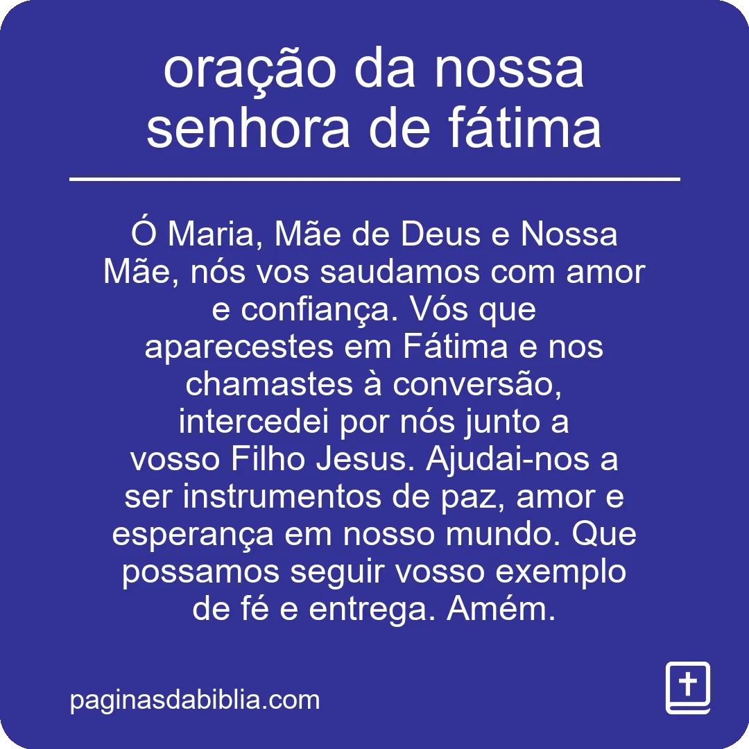 oração da nossa senhora de fátima