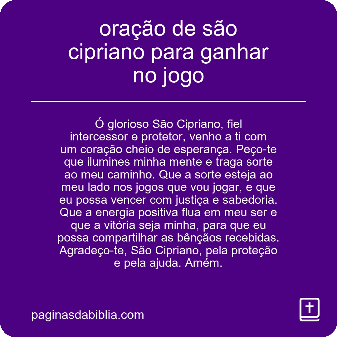 oração de são cipriano para ganhar no jogo