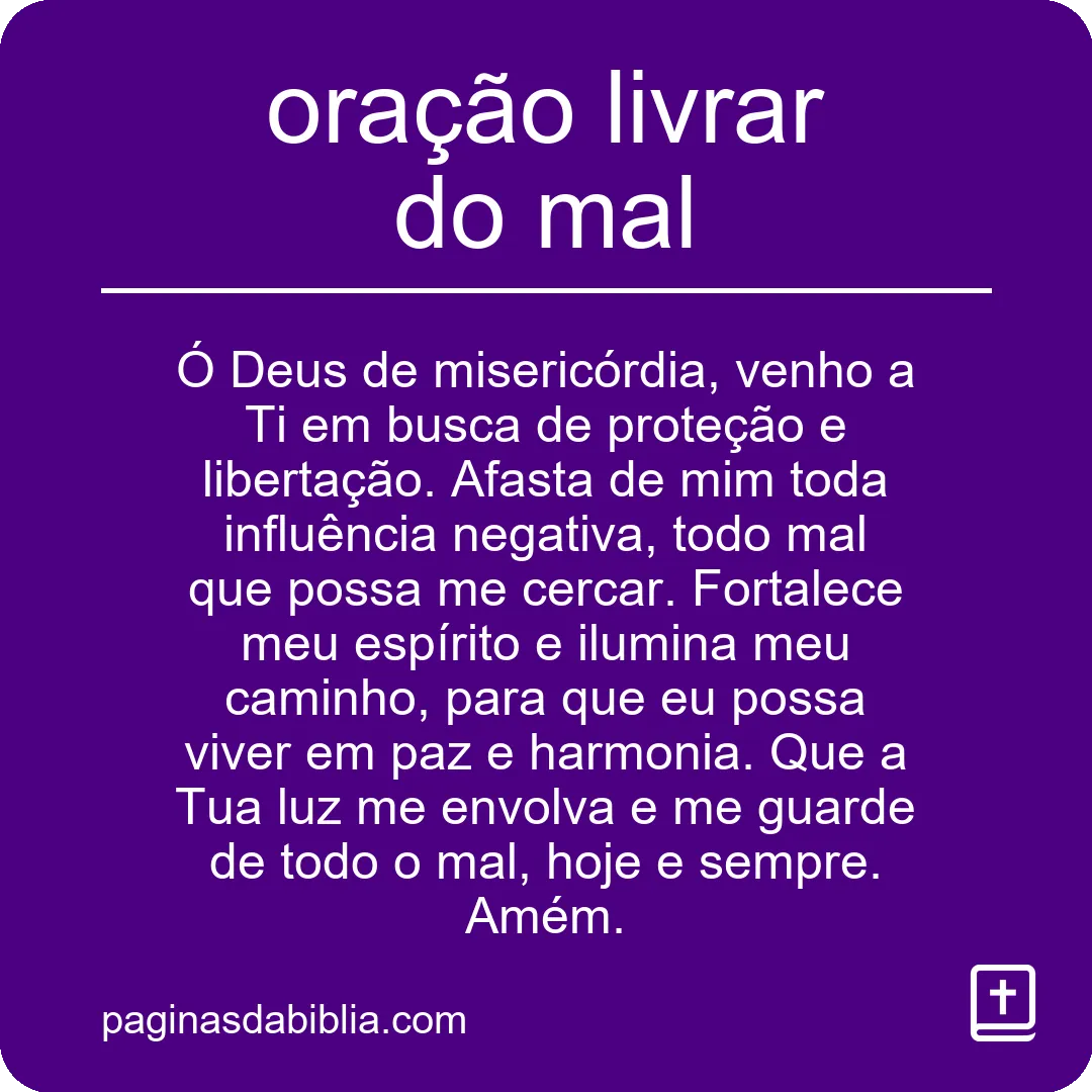 oração livrar do mal