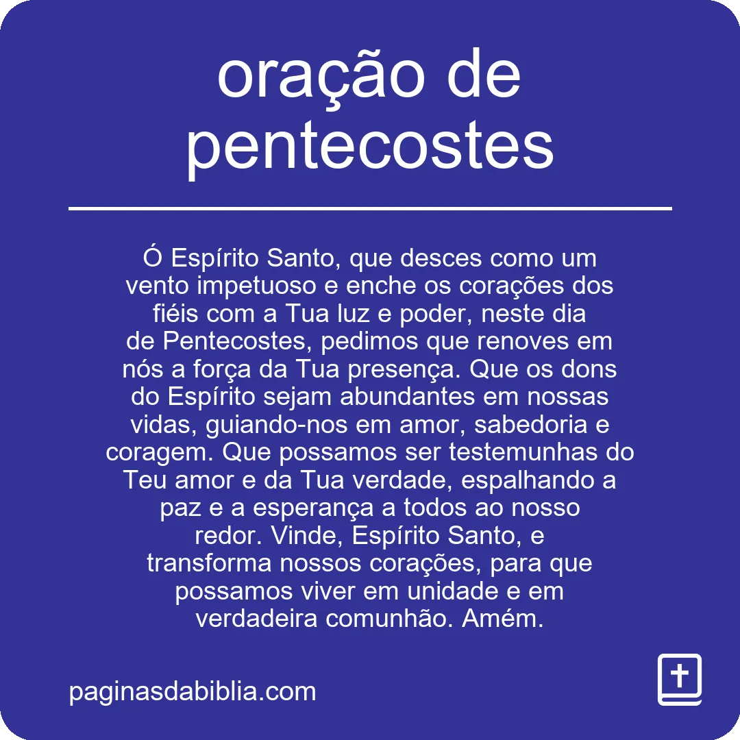 oração de pentecostes