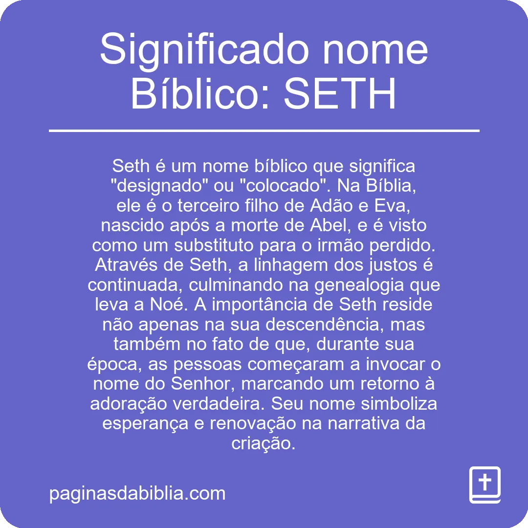 Significado nome Bíblico: SETH