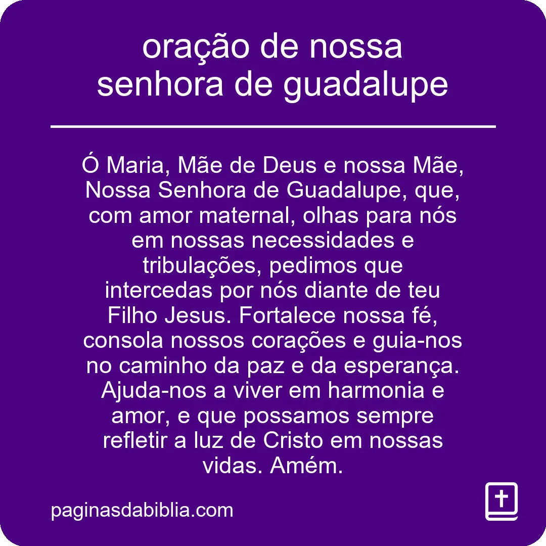 oração de nossa senhora de guadalupe