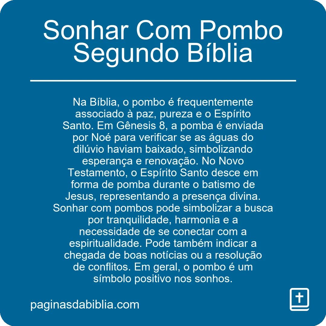 Sonhar Com Pombo Segundo Bíblia