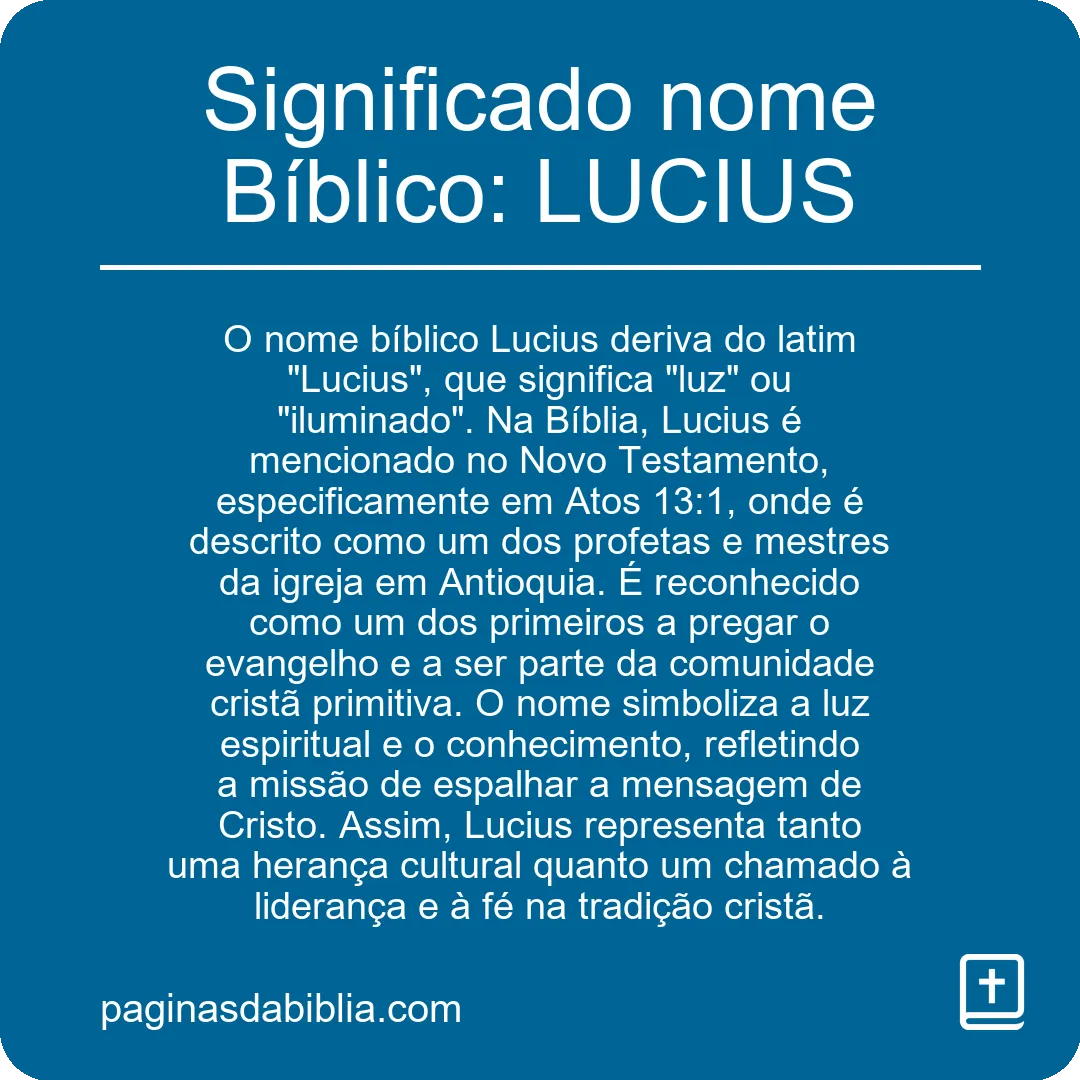 Significado nome Bíblico: LUCIUS