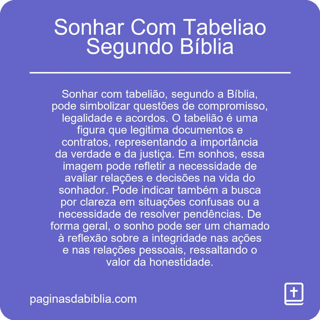 Sonhar Com Tabeliao Segundo Bíblia