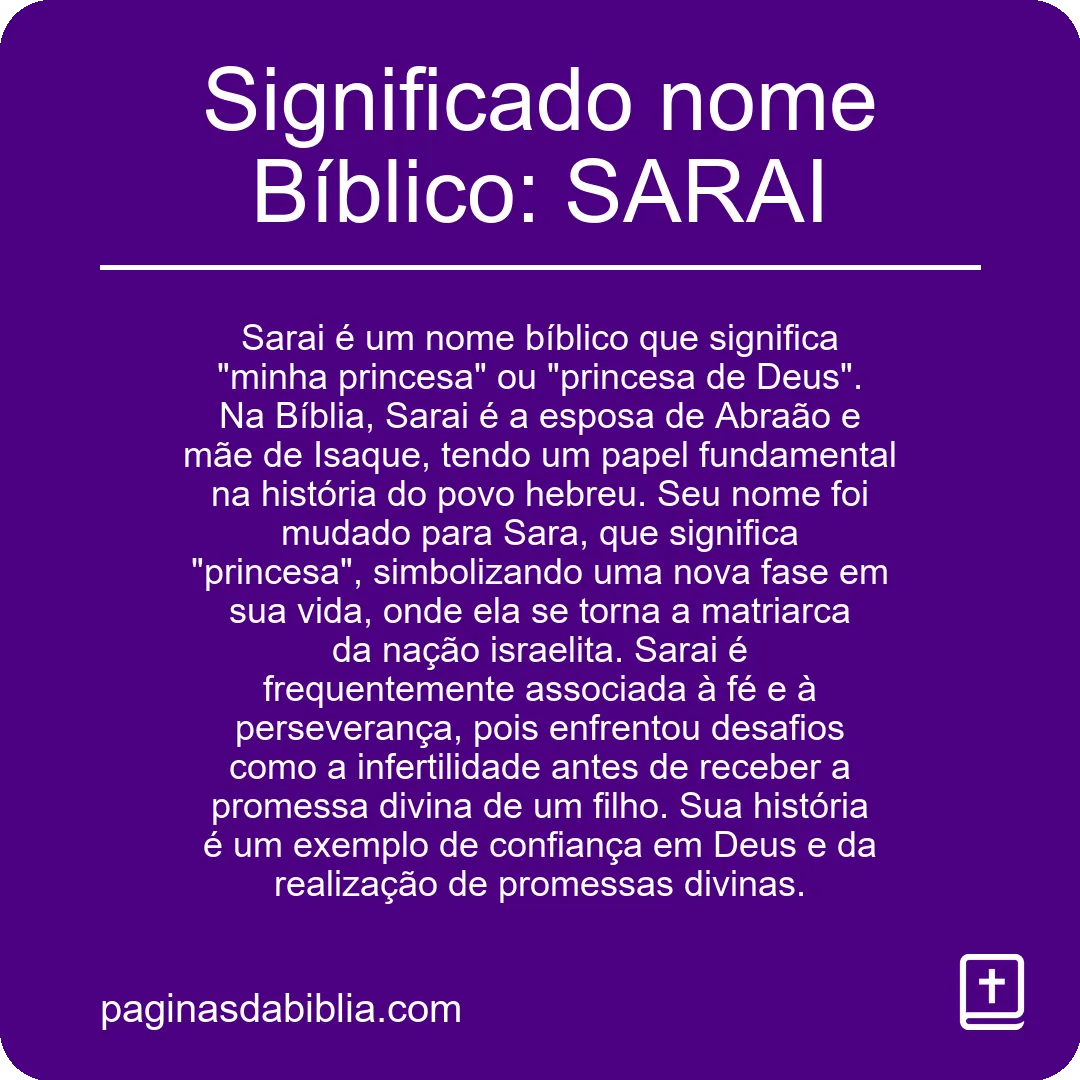 Significado nome Bíblico: SARAI