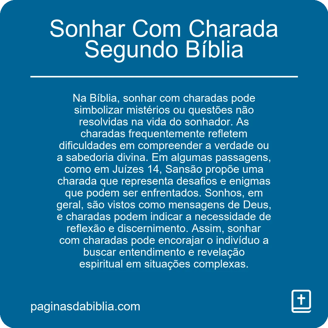 Sonhar Com Charada Segundo Bíblia