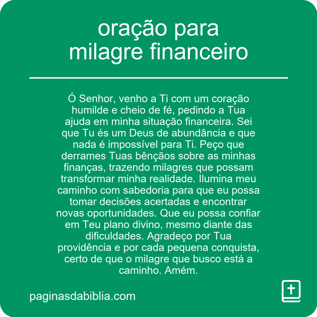 oração para milagre financeiro