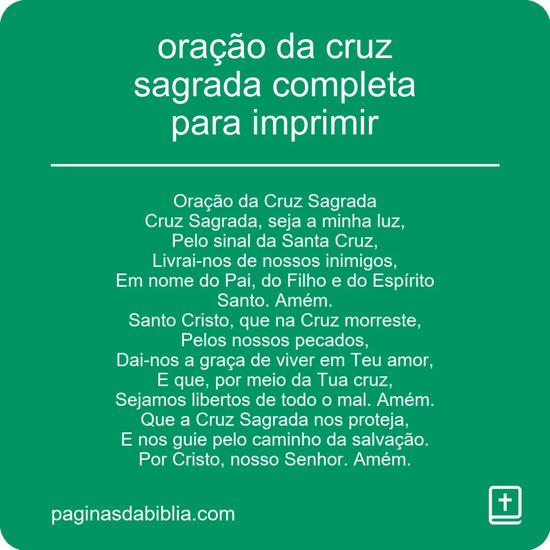 oração da cruz sagrada completa para imprimir