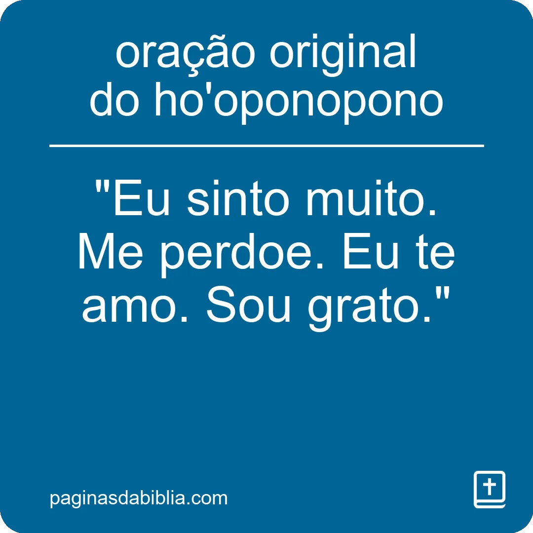 oração original do ho'oponopono