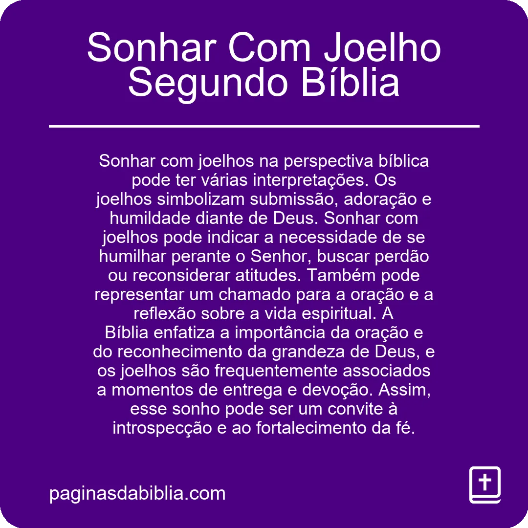 Sonhar Com Joelho Segundo Bíblia