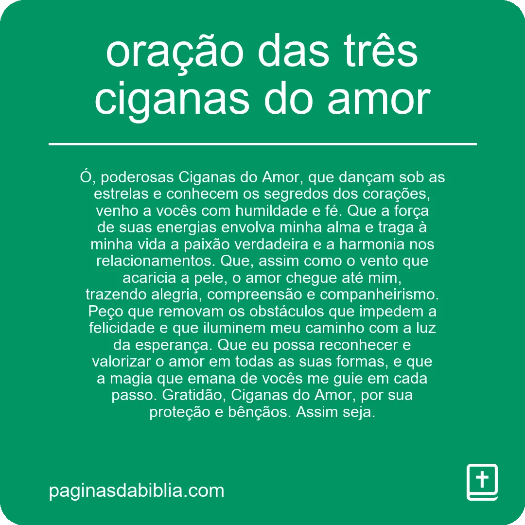 oração das três ciganas do amor