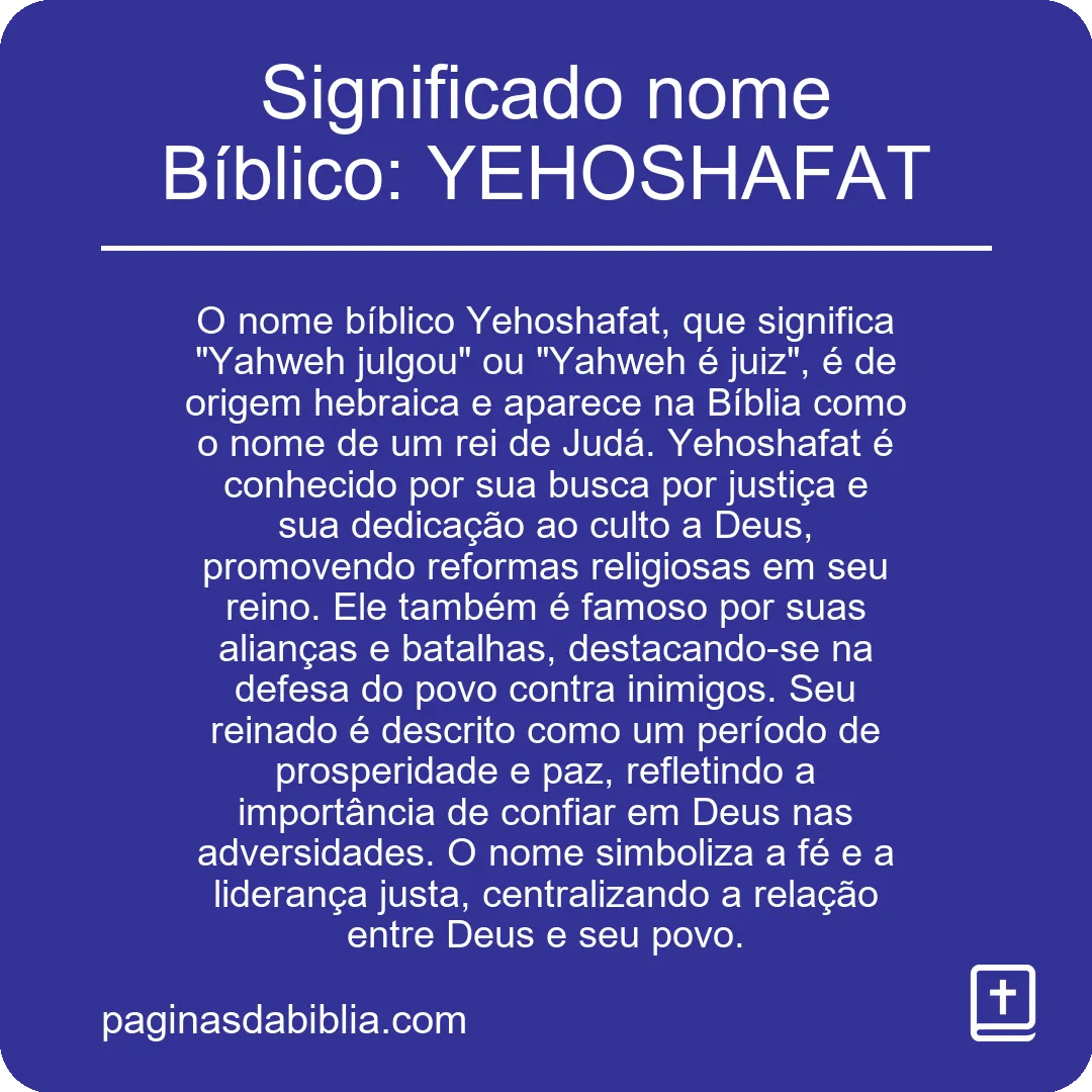 Significado nome Bíblico: YEHOSHAFAT