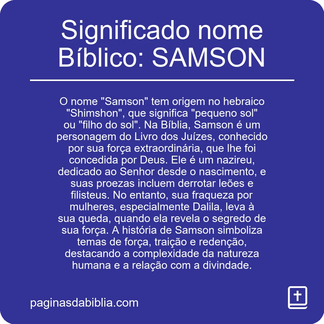 Significado nome Bíblico: SAMSON