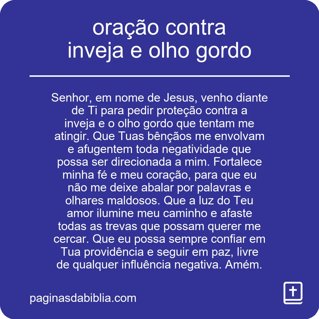 oração contra inveja e olho gordo