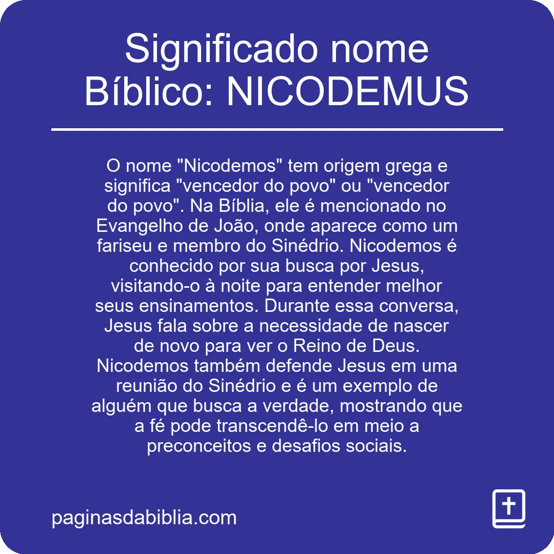 Significado nome Bíblico: NICODEMUS