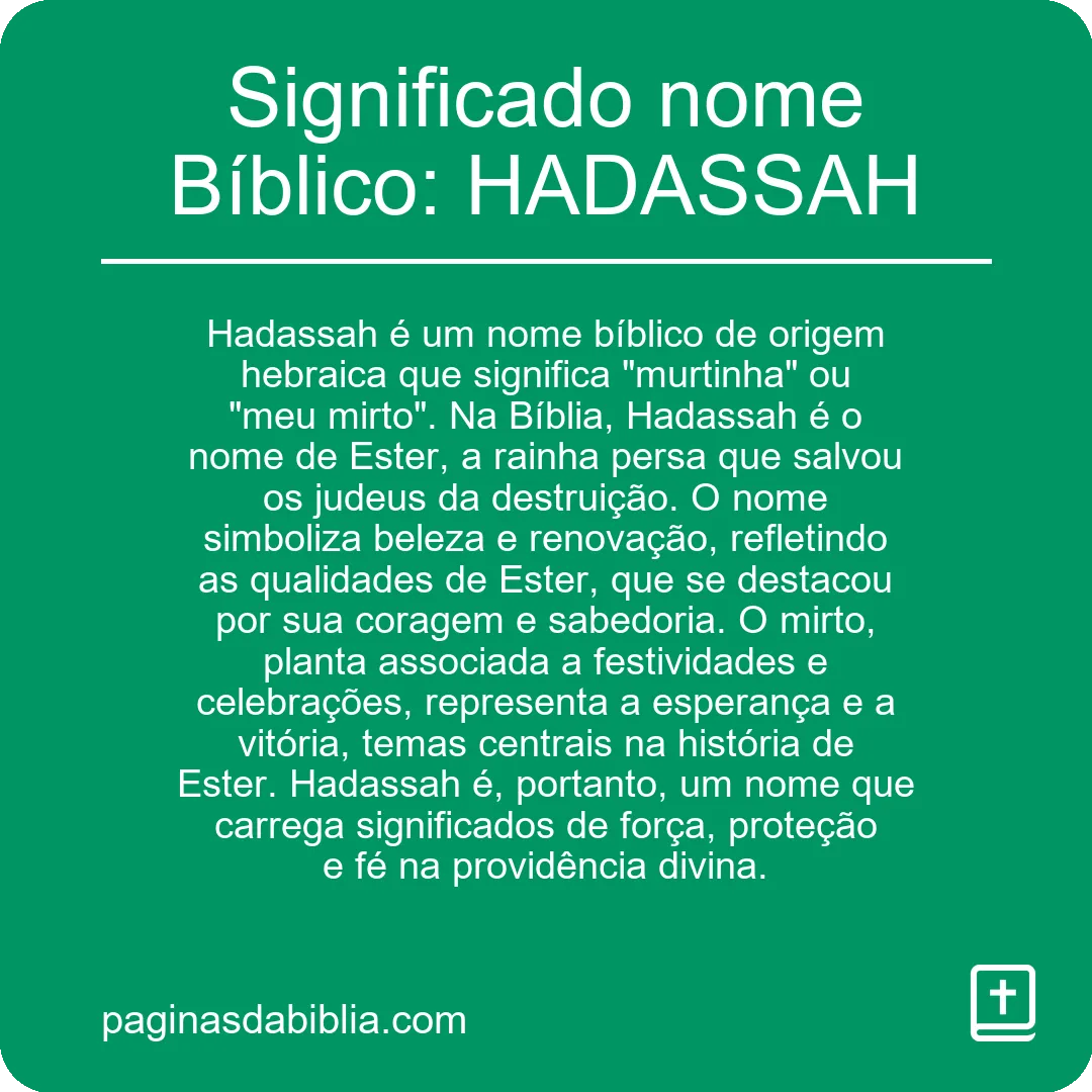 Significado nome Bíblico: HADASSAH