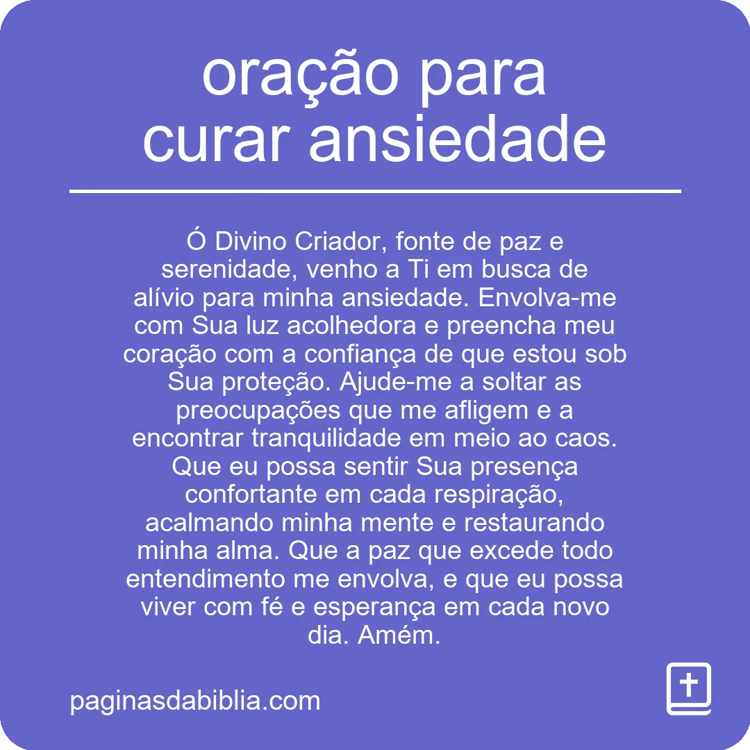 oração para curar ansiedade