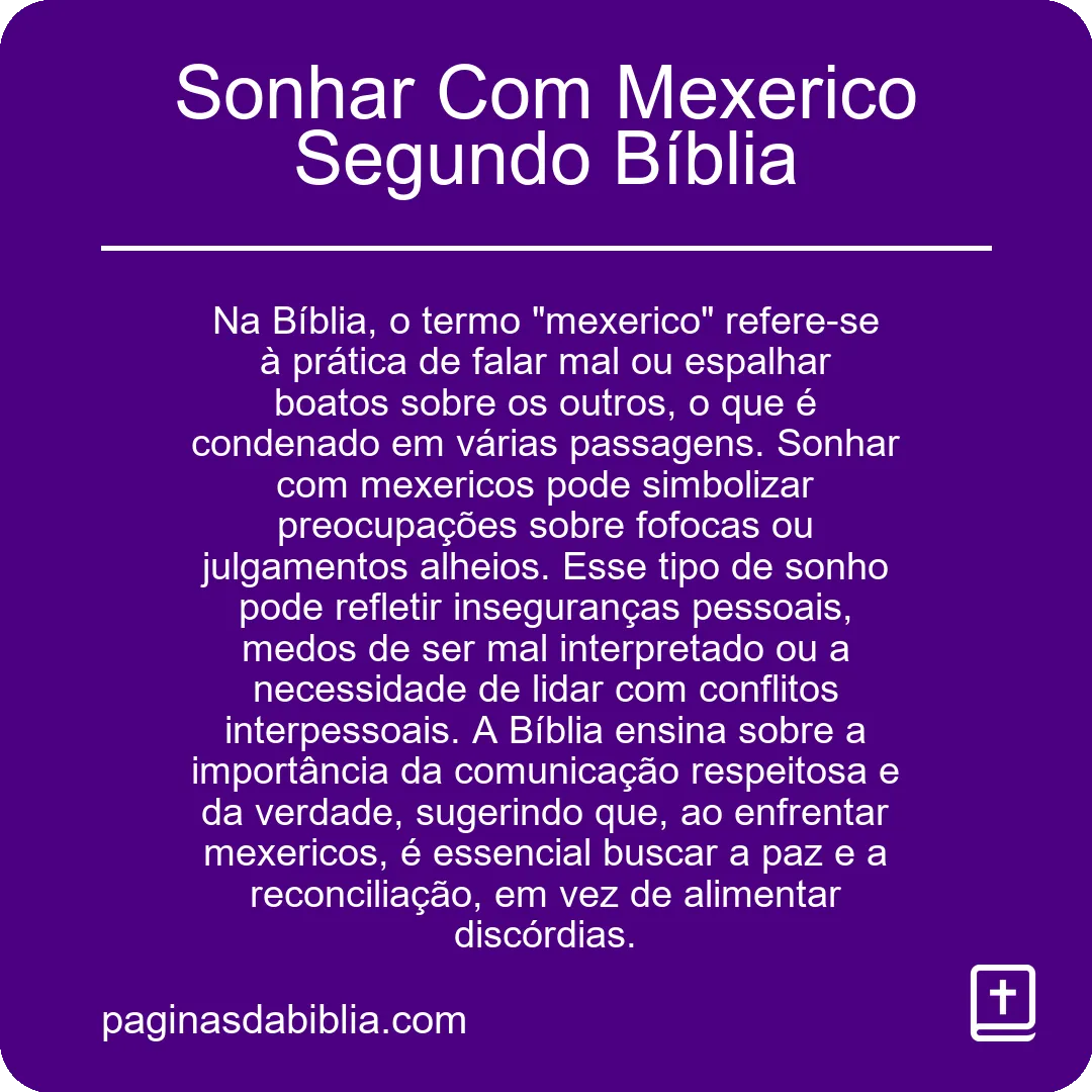 Sonhar Com Mexerico Segundo Bíblia