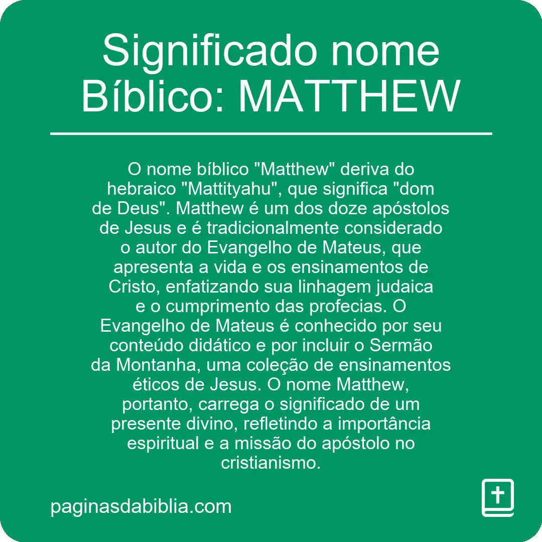 Significado nome Bíblico: MATTHEW